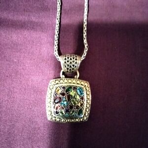 EFFY 925 18K Yellow gold & sterling silver multicolor gemstones pendant